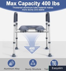 Raised Toilet Seat with Handles, Adjustable Height/Width, 400 lbs
