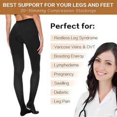 All-Season 25-35mmHg Compression Pantyhose Firm Support Nylon Closed Toe S-2XL