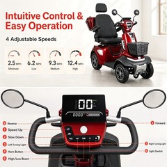 Veloinno 500W 4-Wheel Mobility Scooter for Seniors 12mph Range 37 Miles 500lbs