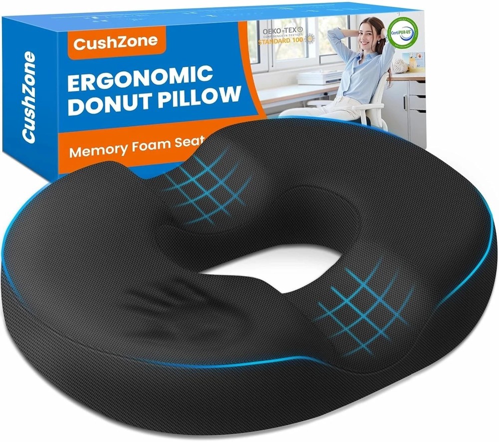 Donut Pillow for Tailbone Pain, Hemorrhoids – Cooling Gel Memory Foam Chair Seat