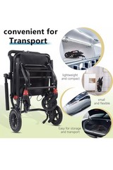 Hopelight Ultra-Light Folding Travel Wheelchair w/ Hand Brake Black