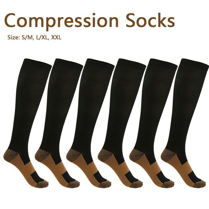 Copper 3 Pairs Compression Socks Running 30 – 40 mmHG Foot Pain Relief S/2XL