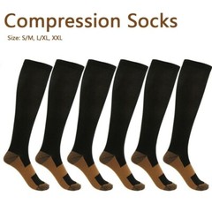 Copper 3 Pairs Compression Socks Running 30 – 40 mmHG Foot Pain Relief S/2XL