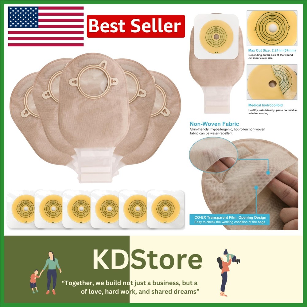 21 PCS Two-Piece Ostomy Pouches with Activated Carbon Filter for Freshness