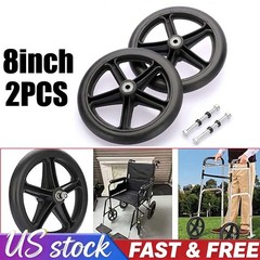 2Pcs 8″ 8Inch Walker Wheels Replacement Solid Anti Slip Rollator Wheel Set Black