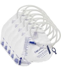 5 X GlobalRoll Urinary Drainage Bag Anti-Reflux Chamber, Urine Bag 2000 mL