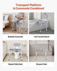 VEVOR 4-in-1 Bedside Commode Chair Raised Toilet Seat 500 lbs Adjustable Height