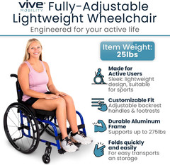 Vive Lightweight Foldable Wheelchair – Portable & Compact for Active Adults