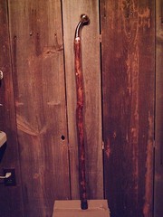 brass HAME handle walking stick natural grown hickory wood shaft made in the USA
