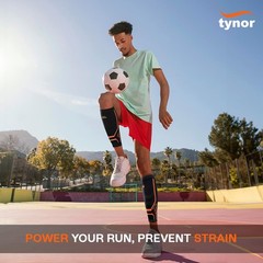 TYNOR Calf Compression Sleeves for Men and Women 1 Pair XL, Black & Orange