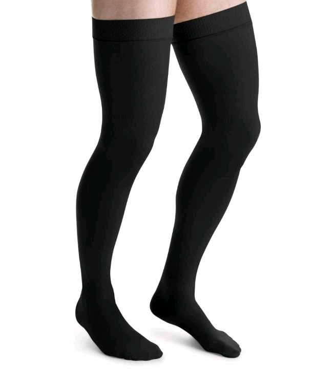 JOBST 115414 forMen Ribbed Dress Thigh High Compression Stocking, 30-40mmHg, (L)