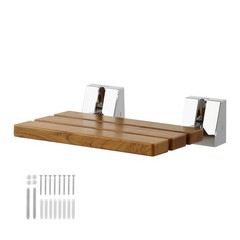 Uimoso Wall-Mounted Foldable Teak Shower Bench with 330LBS Capacity