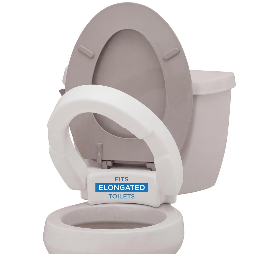 Nova Medical Products Hinged Toilet Seat Riser Lift Up And Down Raised Toilet