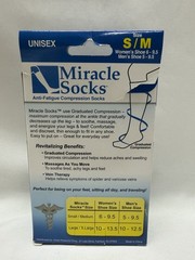 Miracle Socks Anti-Fatigue Compression Socks S/M Black 1 Pair New