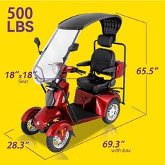 800W Four Wheel Mobility Scooter w/ Windshield for Senior&Adults 500lbs US Stock