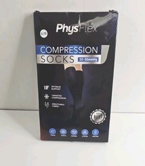 New PhysFlex 20-30mmHg Compression Socks Size S/M Men Women Knee High Black