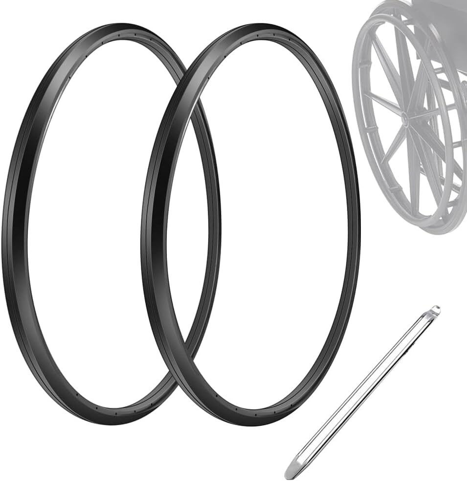 24″x1″ Flat-Free Wheelchair Rear Tires – Universal Fit, Tools Included (1 Pair)