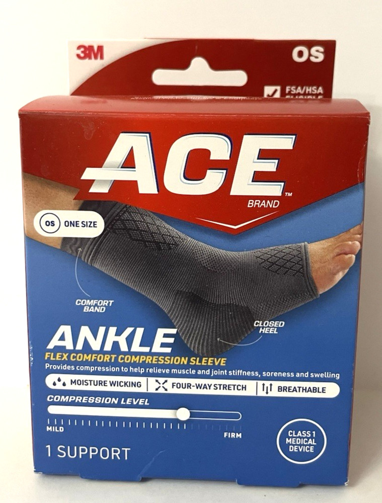 Ace Ankle Flex Comfort Compression Sleeve OS 208710 BRAND NEW