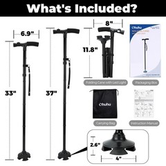 Walking Cane with LED Light: Ohuhu Folding Cane for Men Women Foldable Walking S