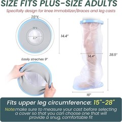 Shower Watertight Foot Protector,Extra Wide Full Leg Cast Cover, Adult Leg Ca…