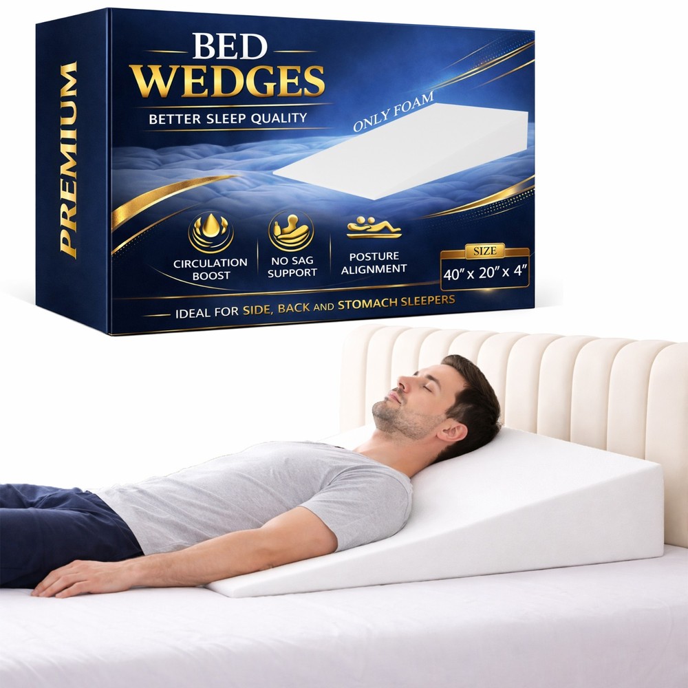 Continental Sleep, 40-Inch Extra Wide Bed Wedge Pillow, White
