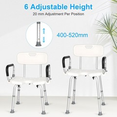 Adjustable Shower Chair with Flip Up Arms Heavy Duty Bath Seat Supports 397 lbs