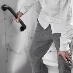 Powder Coated Black Grab Bar – 12“ Wall Handrail for Indoor & Outdoor Safety