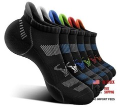Men Running Socks 6Pairs-Ankle Athletic 10-12 6pairs-black 6 Color Mixed3014
