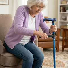 Adjustable Walking Cane for Men and Women, Heavy Duty All Terrain Collapsible