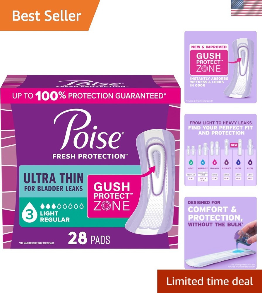 28 Count Poise Ultra Thin Bladder Leak Pads – Discreet, Comfortable Protection