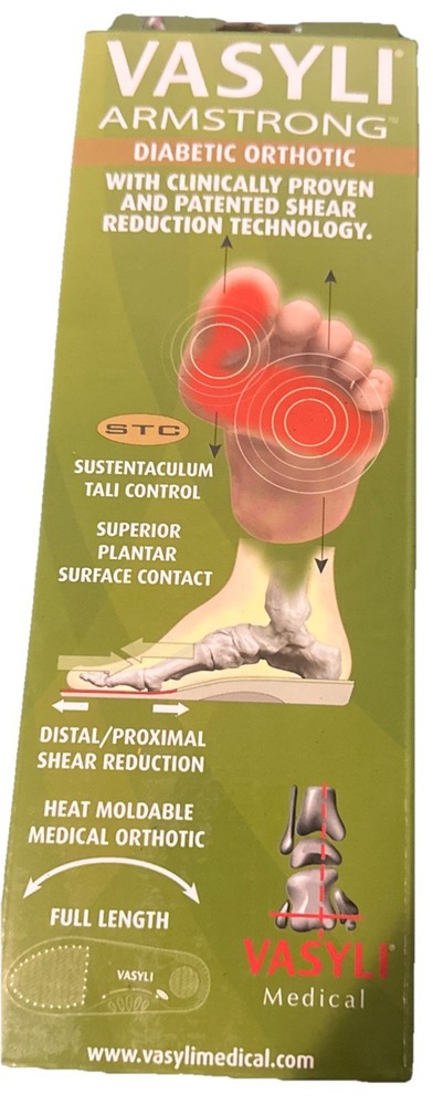 Vasyli Armstrong II Diabetic Orthotic Full Length Heat Moldable Insoles Medium