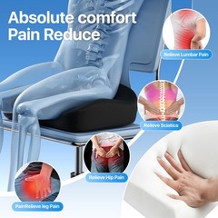 CJACSOC Seat Cushion, Extra Large Memory Foam Cushion 19*17*4.5 inch, Black