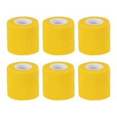 6 PACK 1″ x 177″ Self Adhesive Bandage Wrap Elastic Self Tape Yellow