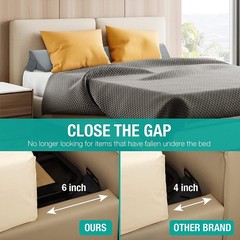 Vekkia Full Size Bed Wedge Full(10 in x 6 x 54 in–Big), Gray