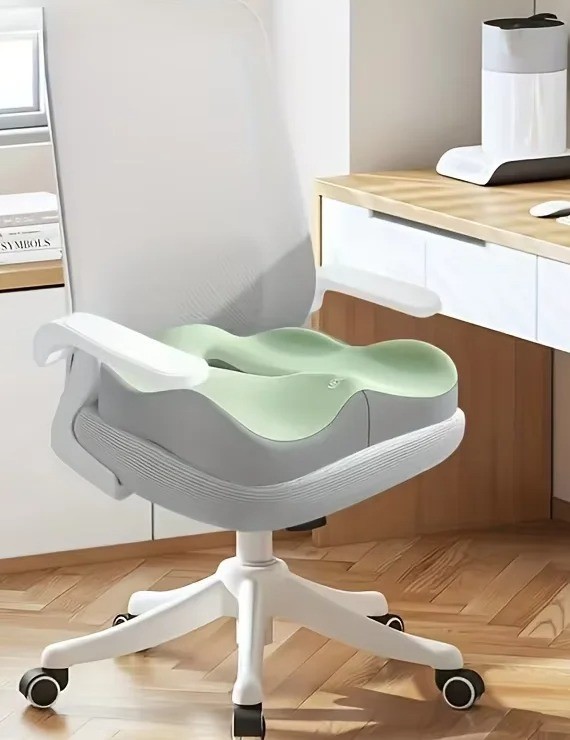 1pc Memory Foam Seat Cushion – 3D Ergonomic Support| Light Green Grey Black Wash