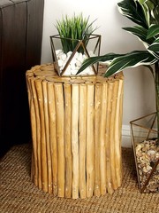Deco Seventy-Nine Deco 79 Teak Wood Handmade Side End Accent Table End Table