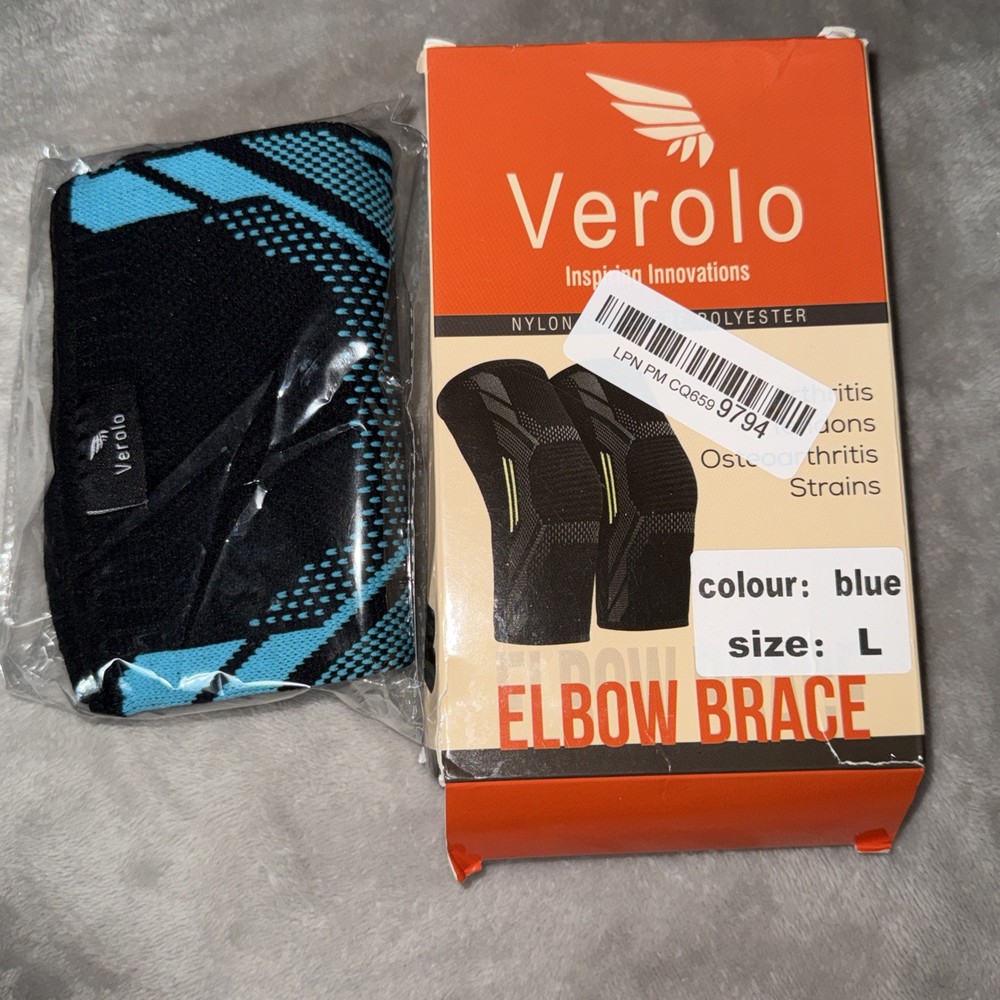 New Large 2 Elbow Braces Blue Compression Support Sleeve Arthritis Tendonitis