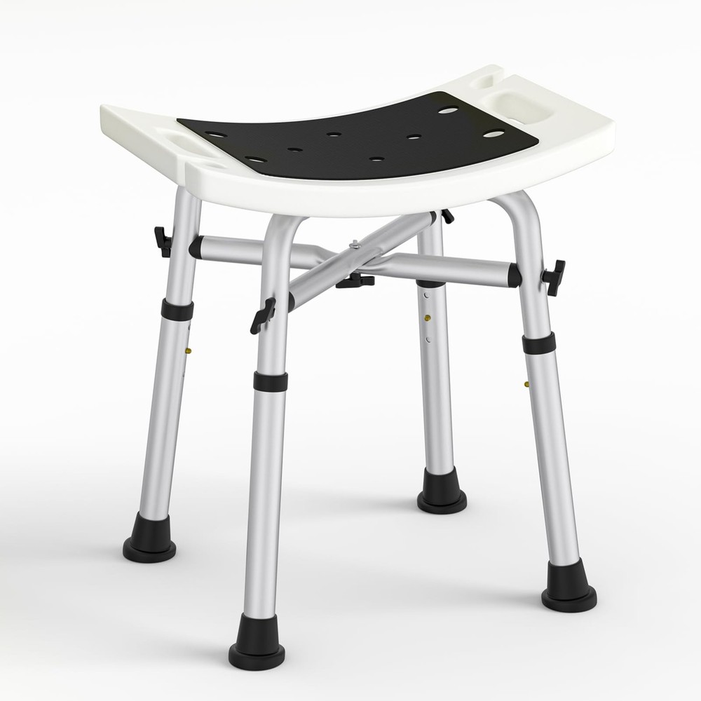Adjustable Shower Chair Shower Stool Padded Bath Seat for Elderly, Up to 500 Lbs
