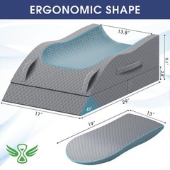 Elevate Leg Pillow with Memory Foam, Adjustable Height for Circulation & Recover