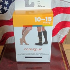 Core-Spun Compression Socks 10-15 mmHg Gradient Black Large 1 Pair MPN 16732