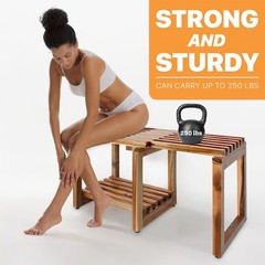 Customizable 29-Inch Shower Bench in Acacia Wood – Easy Assembly and Elegance