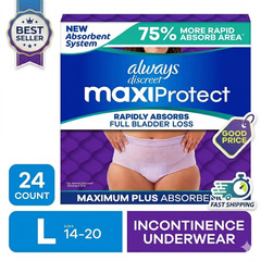 Womens MaxiProtect Adult Diapers Size L Maximum Plus Absorbency 24 Count