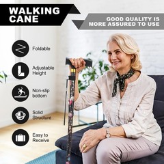 PARLORA Walking Cane for Women and Men, 32.6 – 36.6″, Black print