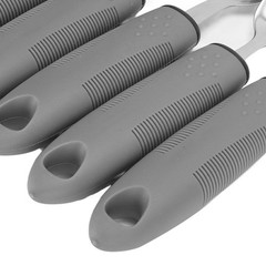 5pcs Household Utensils Stainless Steel Rubber Handle Spoon Fork Set For Home