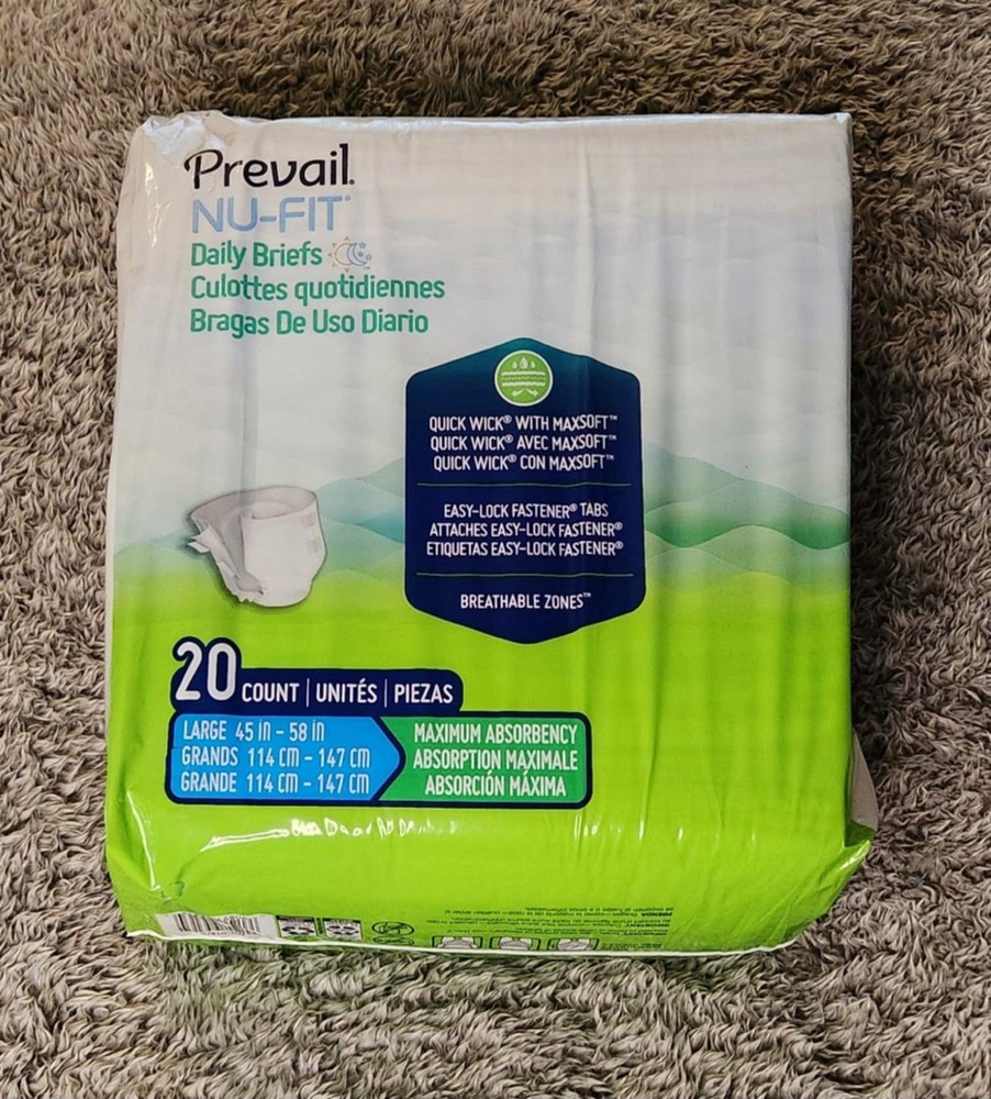 Prevail Per-Fit Daily Underwear – Size Large 45in-58in 20ct Brand New