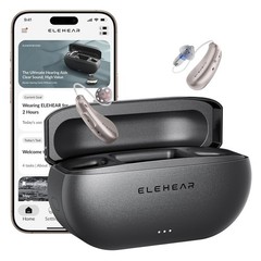 ELEHEAR Beyond Pro Rechargeable RIC Hearing Aids w/ VocClear 2.0, Champagne Gold