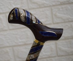 Handcrafted Egyptian Stick, Lapis & Mother of Pearl Inlay Wood Walking Cane 36″