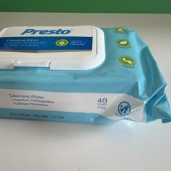 Presto Cleansing Wipes 1 Pack 48 Counts 12×8 In, Alcohol Free, Hypoallergenic