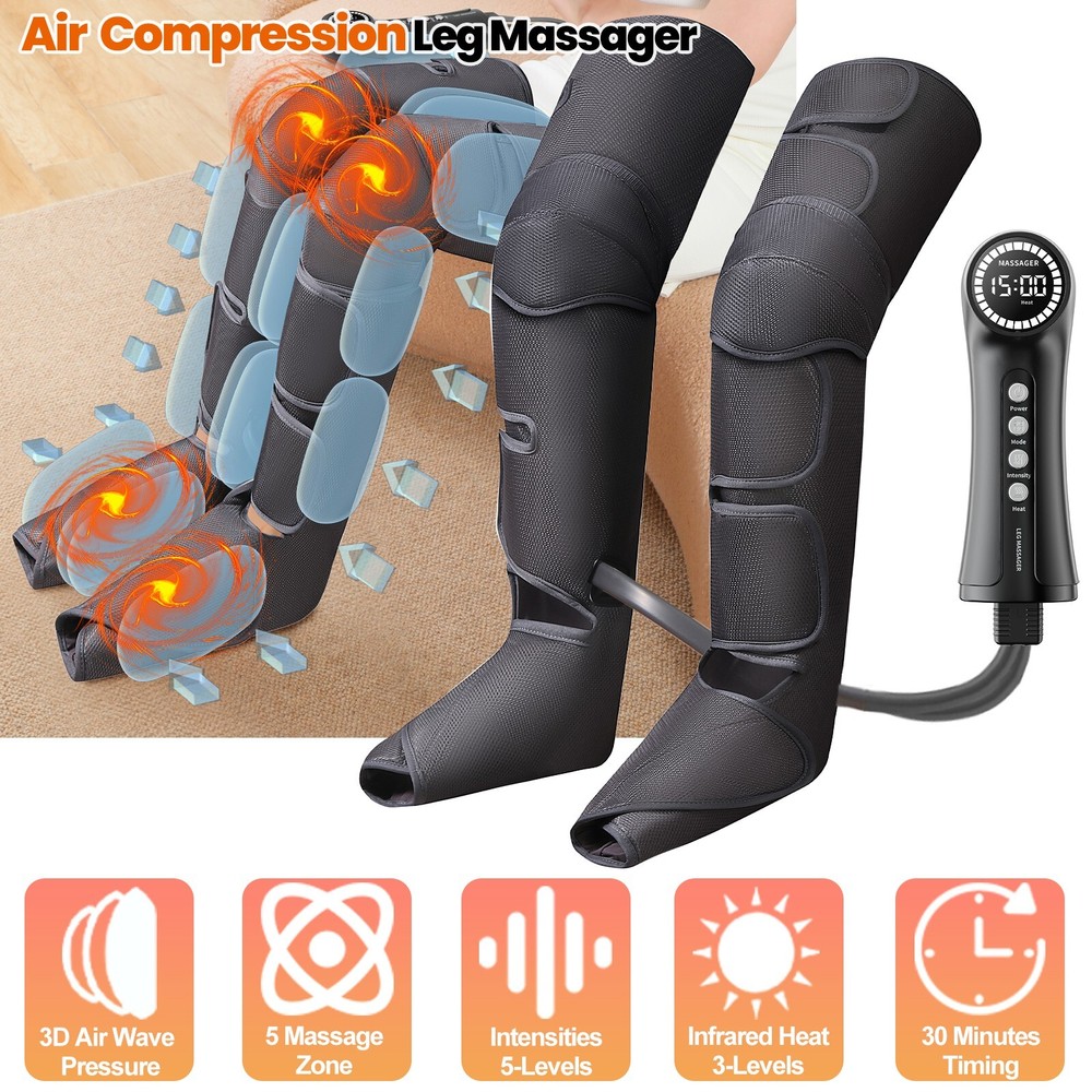 Air Compression Massager with Heat for Foot,Leg,Calf,Thigh and Knee