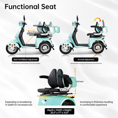 800W All Terrain Heavy Duty Senior Mobility Scooters 500lbs 31 miles 60V/20Ah